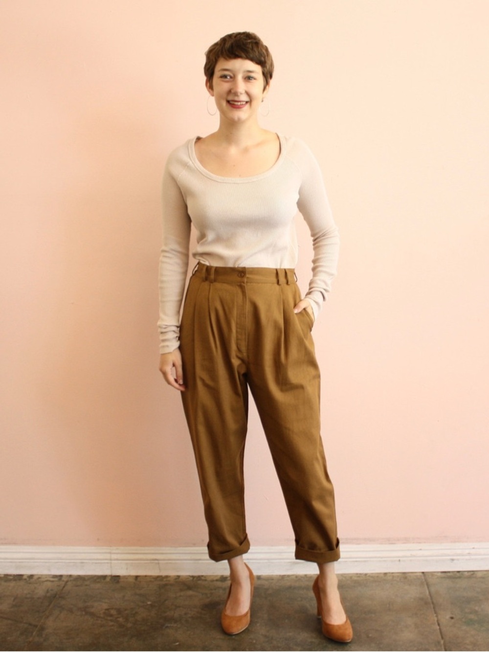 NWT - Wray Fielding Pants in Hazelwood - High-Waist Pleated Tapered Trousers - 4